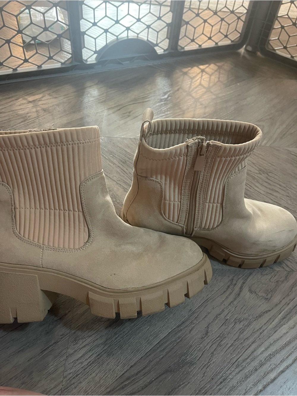 Torrid 9WW Chunky Chelsea Ankle Boots in Beige